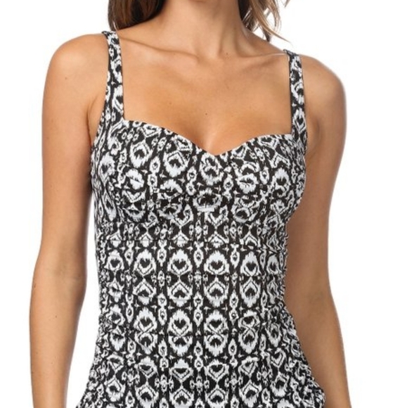 La Blanca Kindred Spirit 2 Piece Swimsuit Tankini Skirt Size 8 Boho Neutral - Picture 2 of 14